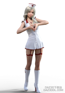 萌萌小护士wink比心♥（附模特和发型和服装链接）_DAZ3D下载站