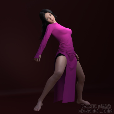 抖音上紫衣新娘的舞蹈挺魔性的，捏了一张，求赞。_DAZ3D下载站