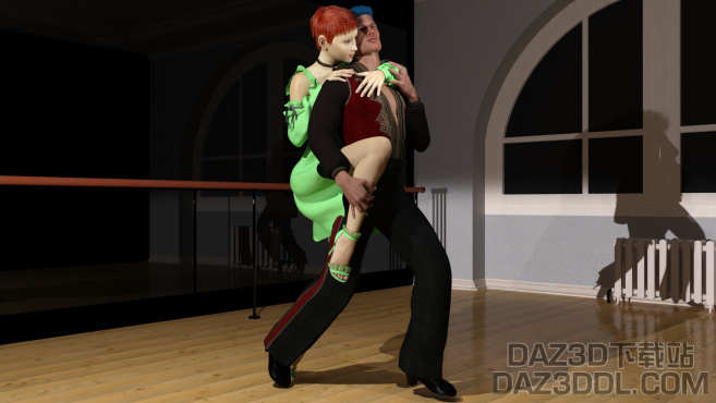 一对男女的拉丁舞优美造型_DAZ3D下载站