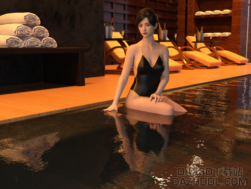 Bell in the Hotel Pool_DAZ3D下载站