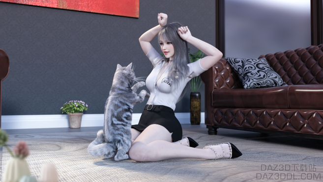 少女和猫_DAZ3D下载站