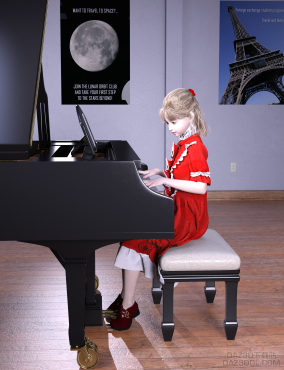 练习钢琴的女孩_DAZ3D下载站