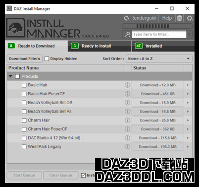 daz3d安装管理器下载文件
