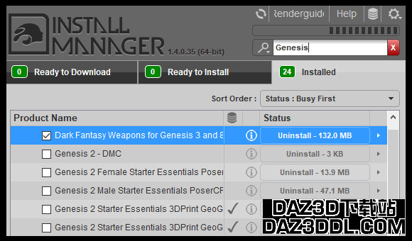 daz 3d安装管理器按Genesis筛选