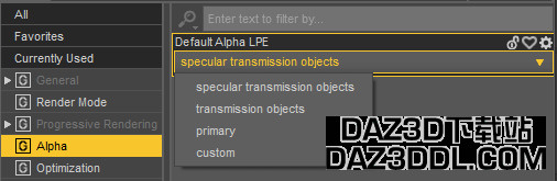 alpha render settings inside daz studio