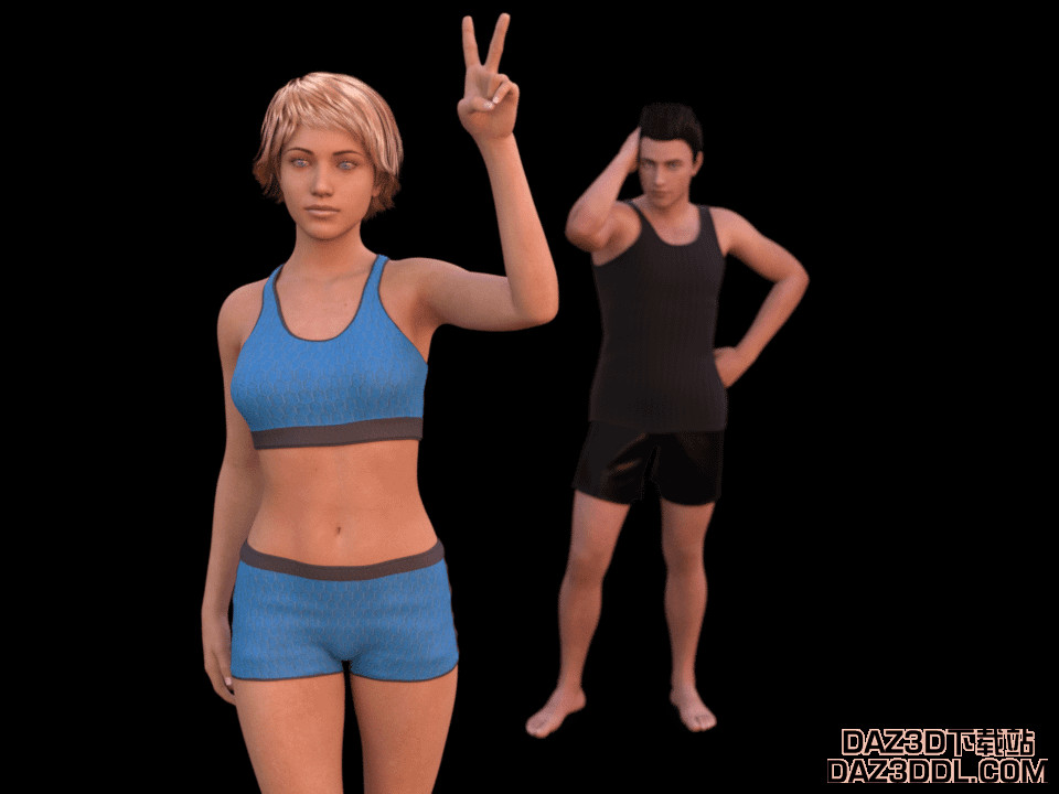 daz3d dof render example with the front sharp and person in the back blurry