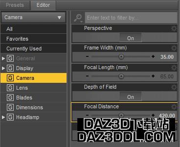 daz3d depth of field focal distance