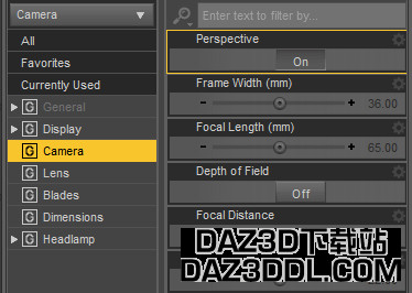 daz3d camera settings perspective