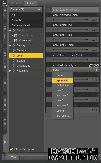 daz studio spherical lens for vr