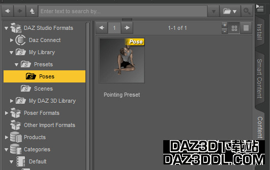 daz3d saved pose inside my library