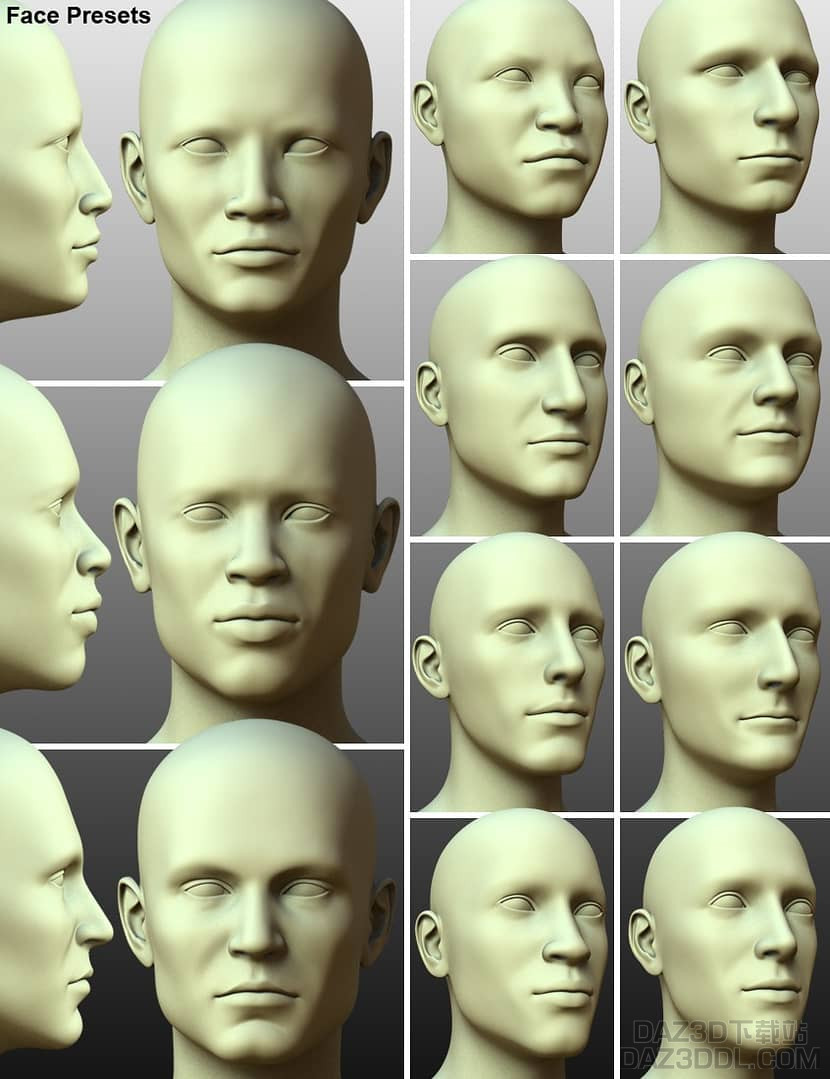 daz3d head and face morphs for genesis male 3