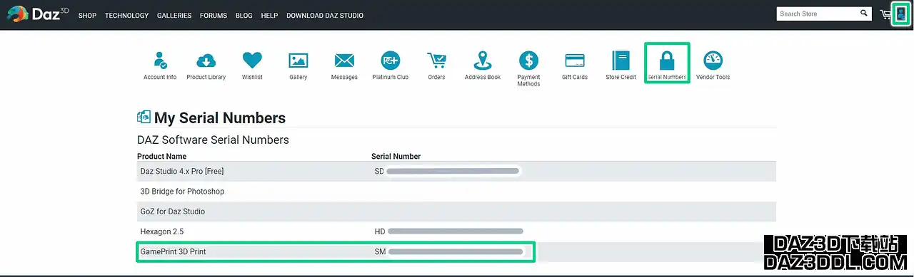 daz serial number