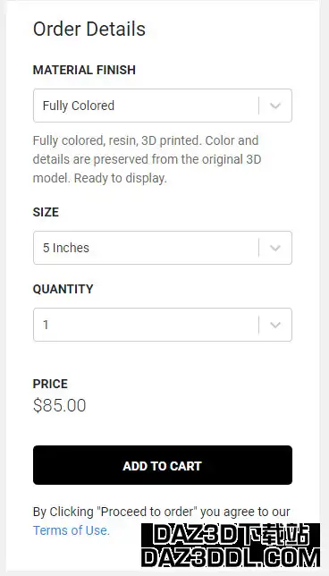 daz 3d print order details