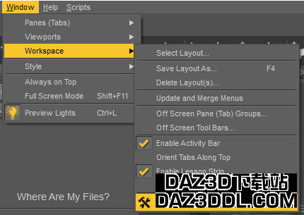 daz studio customize shortcut keys