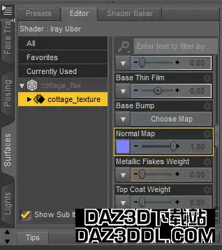 daz normal map texture panel
