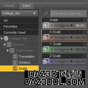 scaling model after the FBX to Daz import