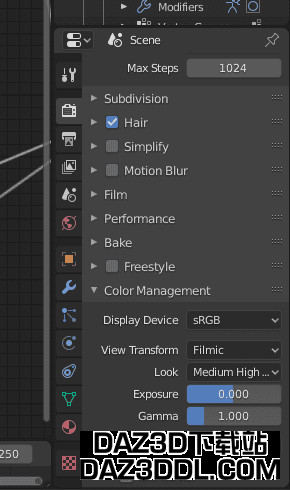 blender render settings color management filmic medium high contrast