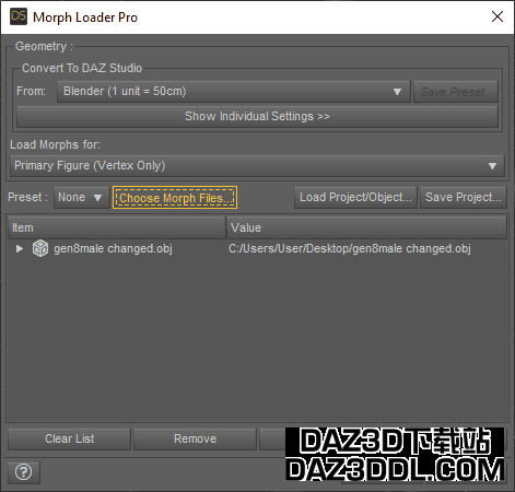 daz3d morph loader pro options