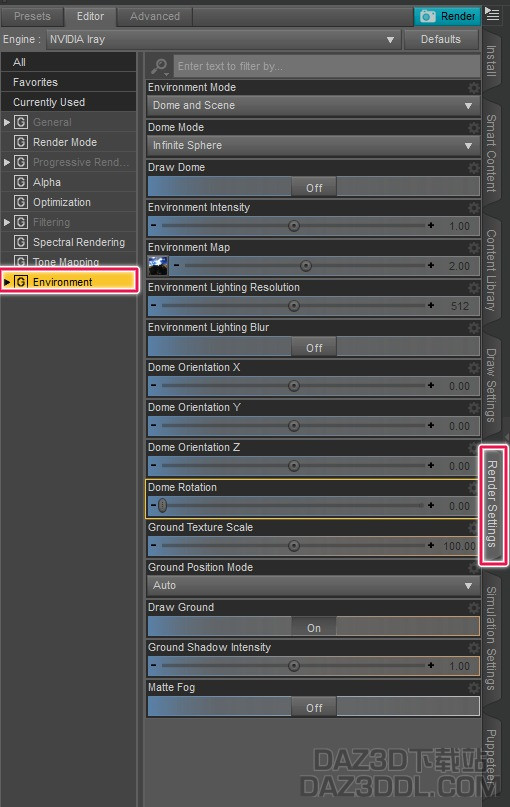 Daz Studio 渲染设置环境
