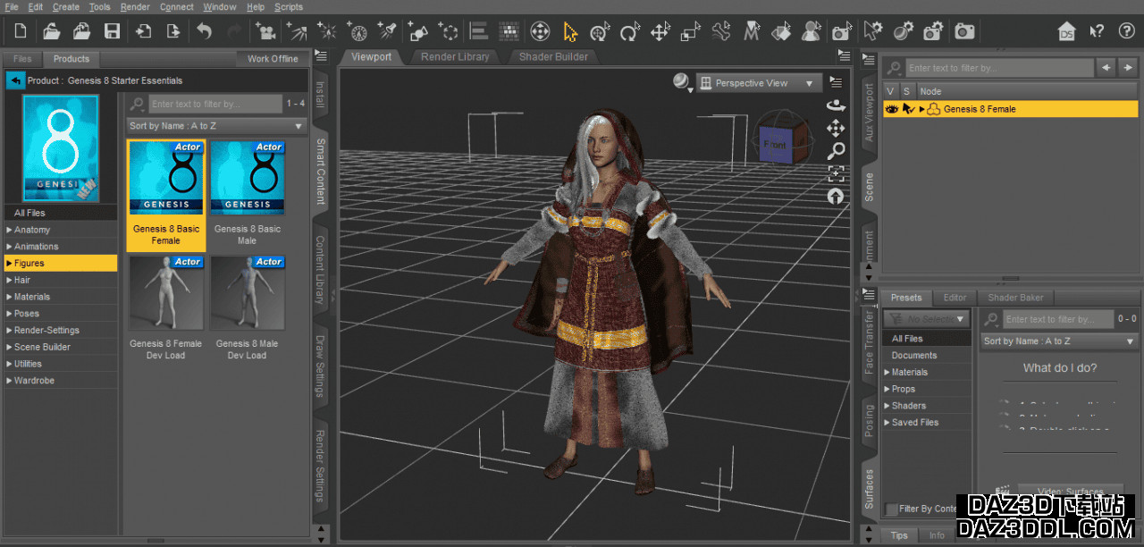 Daz3D 视口显示 Freja 女性 Genesis 8 模型