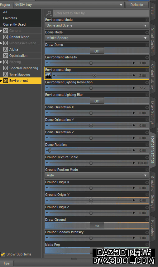 Daz Studio 环境贴图提供光照