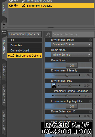 daz 环境选项