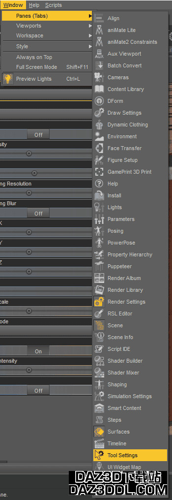 Daz 工具设置