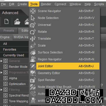 daz studio 关节编辑器