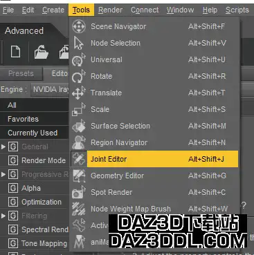 daz studio 关节编辑器