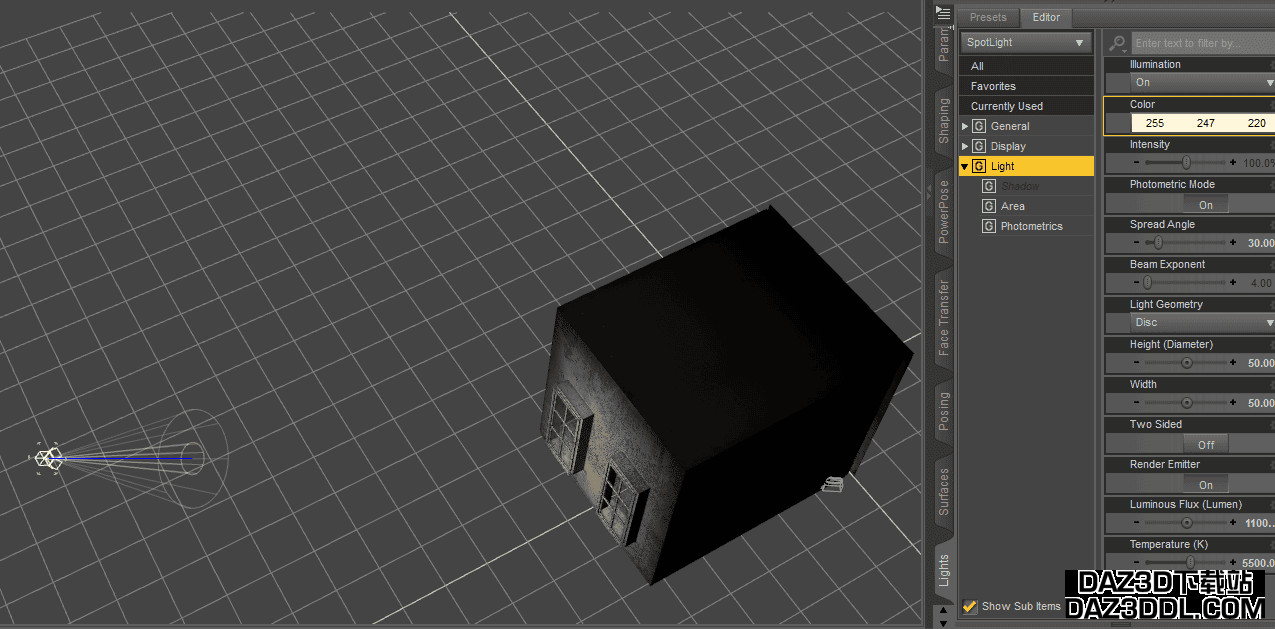 Daz3D模拟阳光