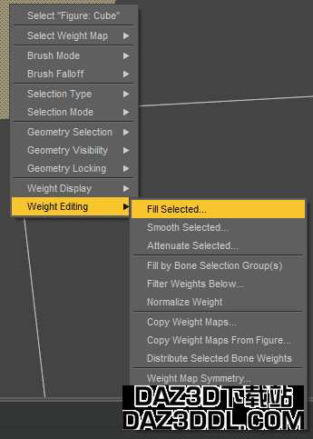 填充所选权重的daz3d