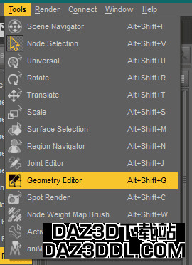 Daz中的几何编辑器工具标签