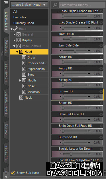 Daz3D面部摆姿势
