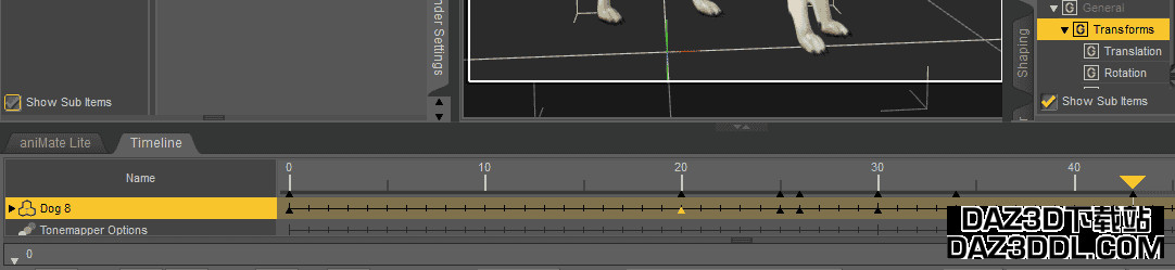 Daz3D动画时间轴关键帧