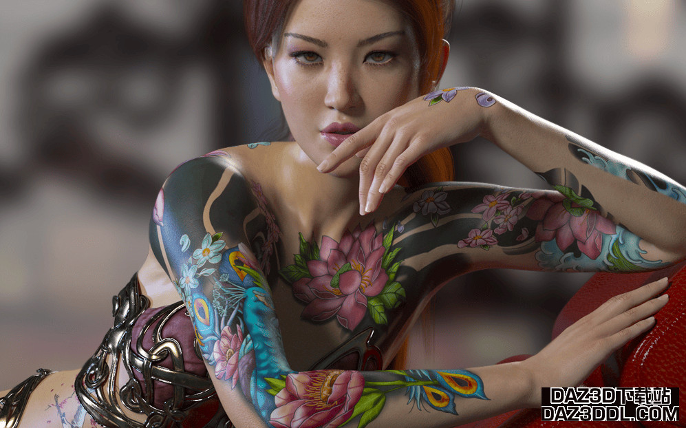 Daz3D 产品 Daz SkinWorks LIE 亚洲女性纹身