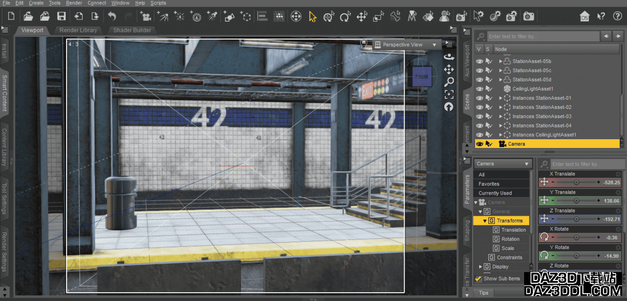 daz studio subway station camera filament