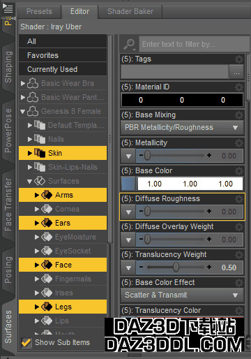 daz surfaces editor