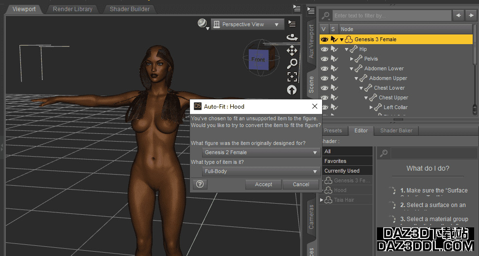 daz 3d apply clothes autofit female model genesis 3