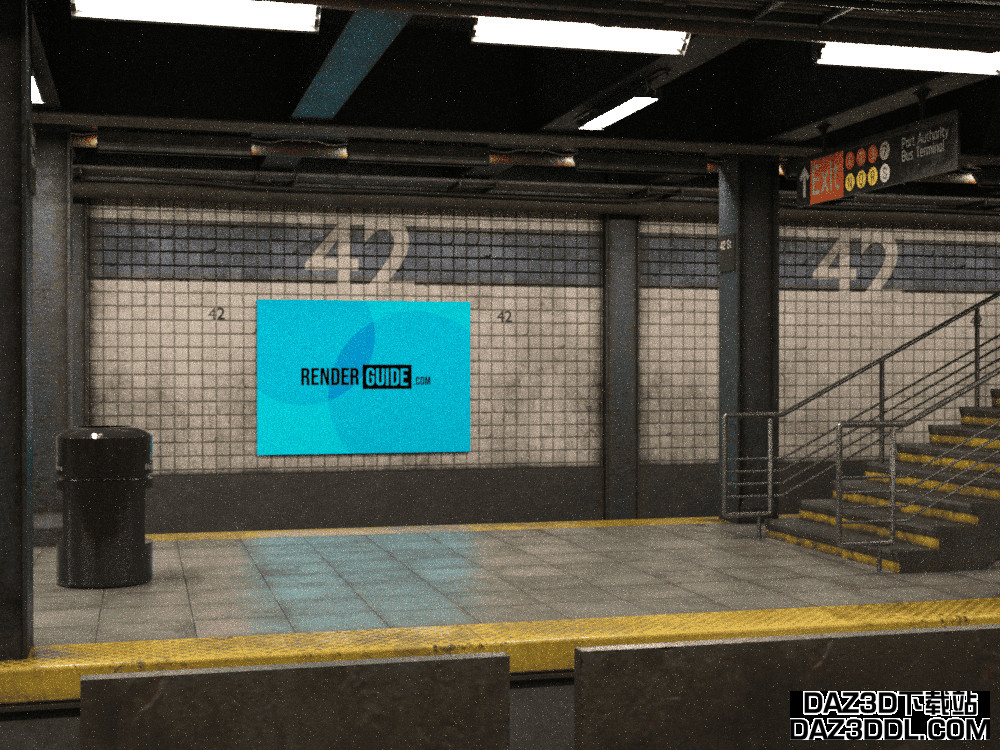 daz 3d final render banner subway station