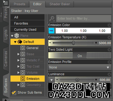 daz emissive color apply image