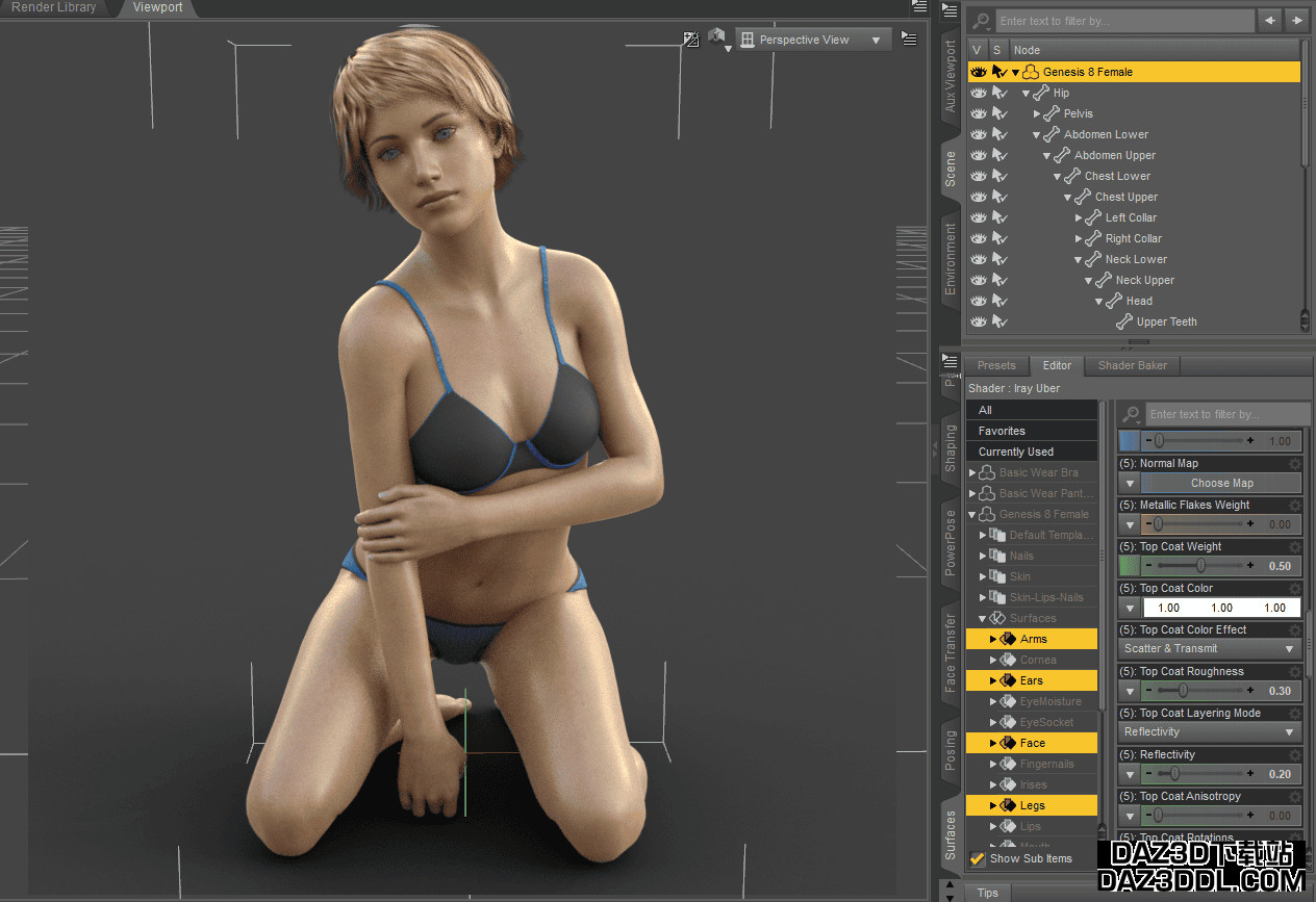 daz3d wet skin settings