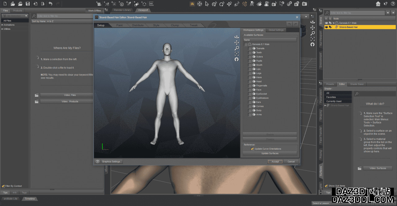 daz3d strand based hair editor