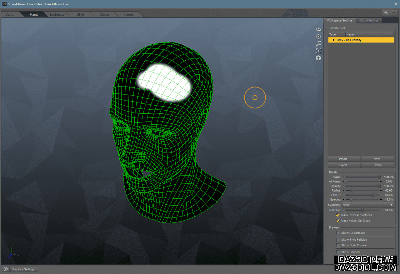 daz3d strand based hair paint