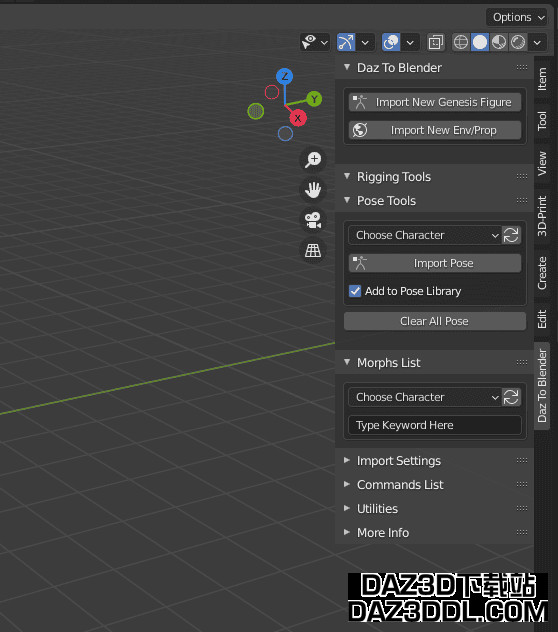 daz to blender 在 blender 中