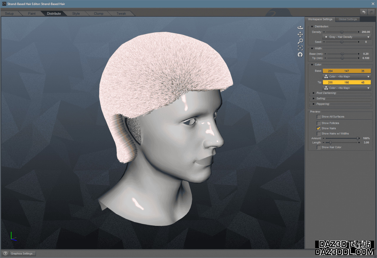 daz studio strand based hair density
