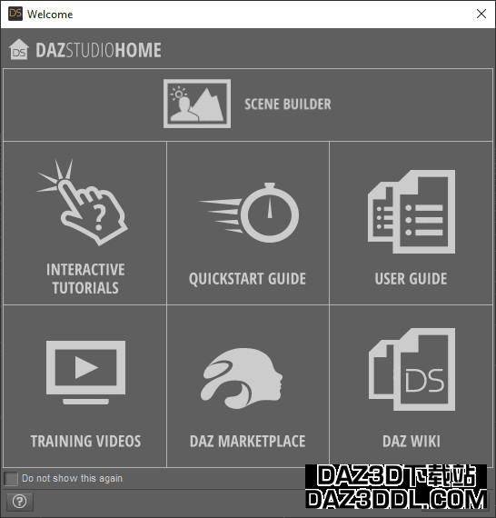 daz studio welcome window