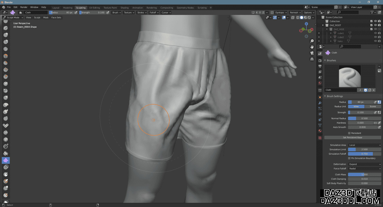 daz studio clothes edit in blender