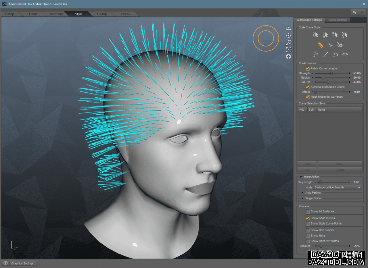 daz studio strand based hair style