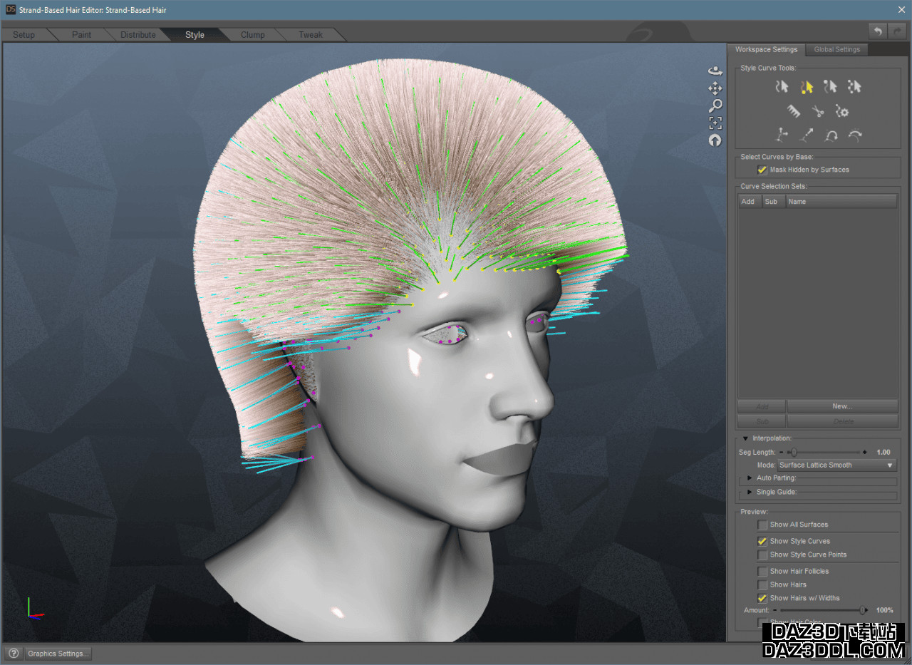 daz3d strand based hair style