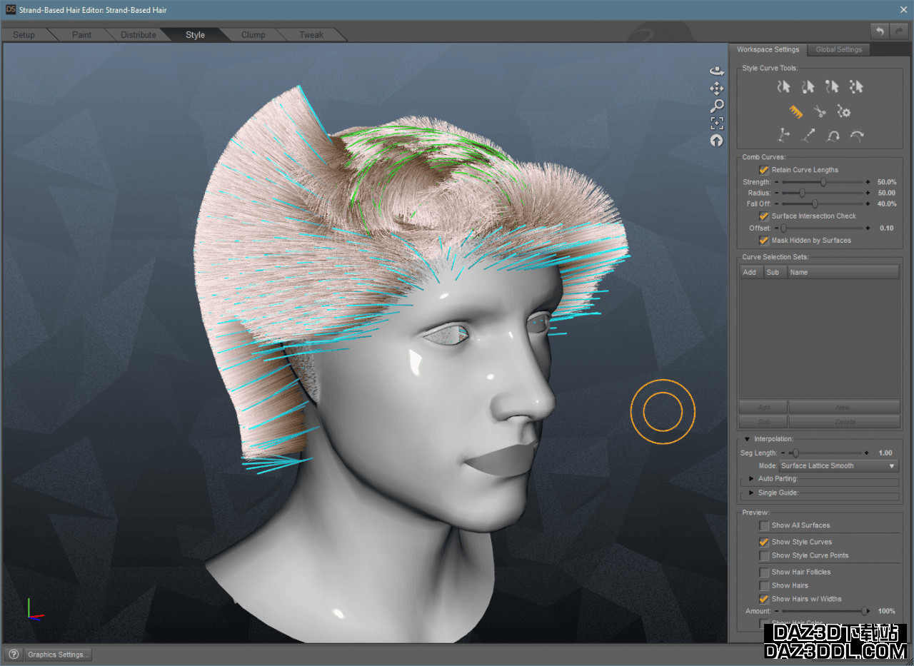 daz strand based hair selection